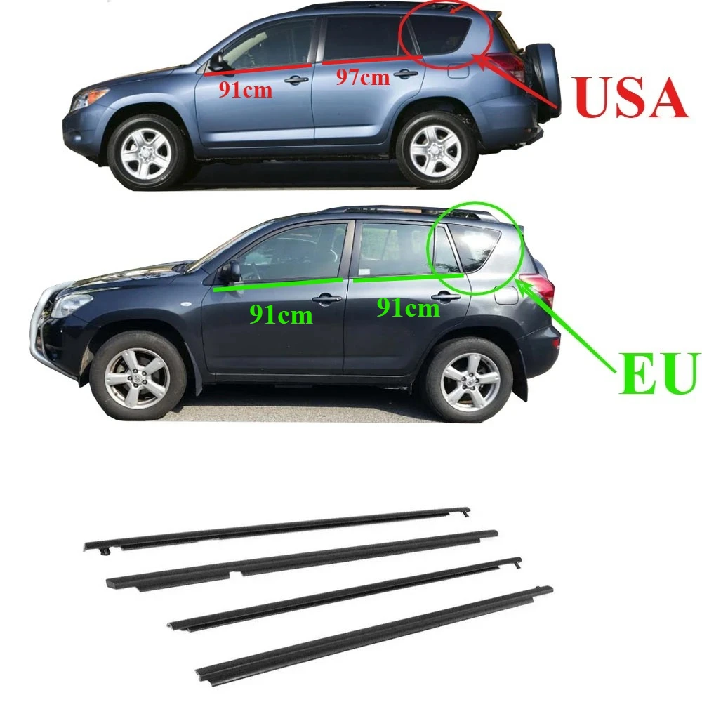 4 шт. США или ЕС окна резиновая снаружи для Toyota RAV4 2009-2012 75720-0R020 стеклянная защитная уплотнительная лента для RAV-4 Glass XA30
