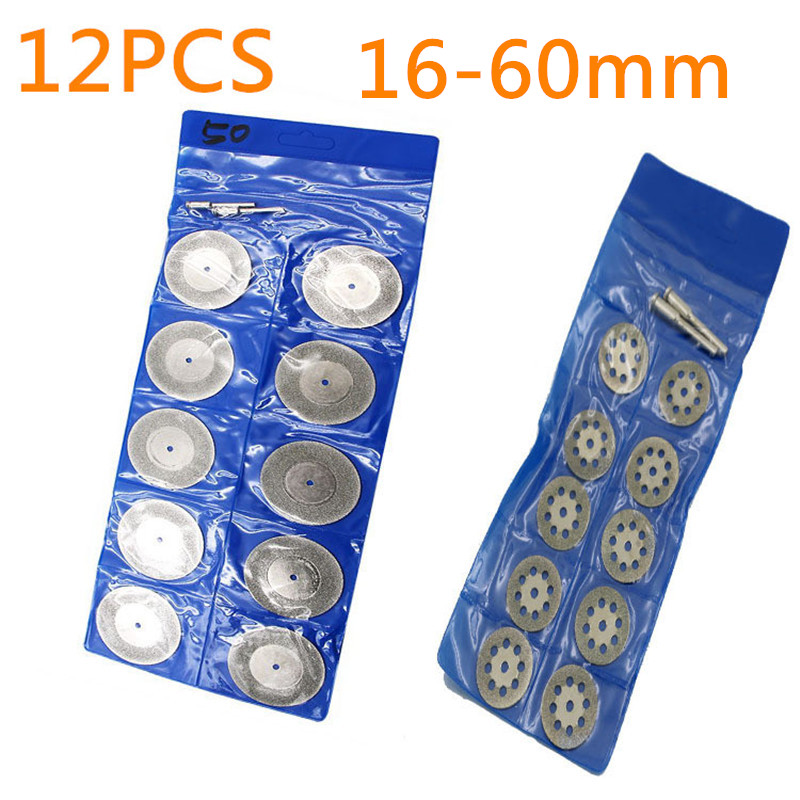 12PCS 16-60mm Mini Diamant Trennscheibe Dreh Werkzeug Trennscheibe Scheiben DIY Werkzeuge Zubehör für Dremel mit 3mm Dorn