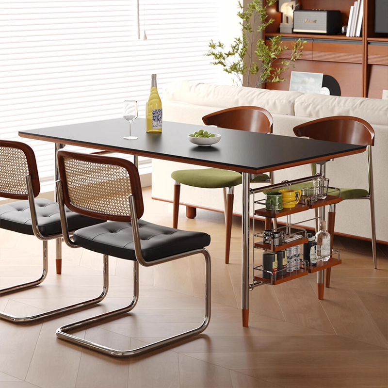 Tablero de roca de madera maciza de estilo Vintage, mesa de Comedor ligera de lujo para uso doméstico, negociación, Banco de trabajo Rectangular nórdico Bauhaus, Comedor