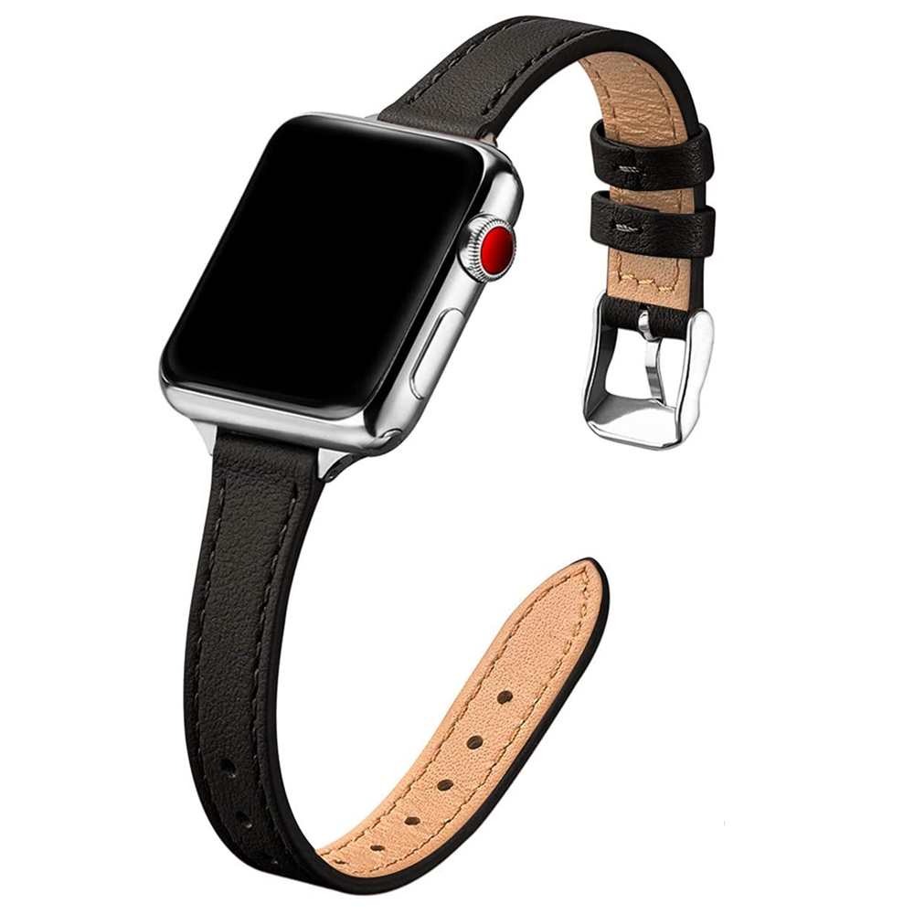 Tali kulit untuk apple watch, ultra 2 49mm 6 se 40mm 44mm 8 41mm 45mm band ramping tali kulit untuk iwatch 9 8 7 5 38mm pita wanita correa tipis