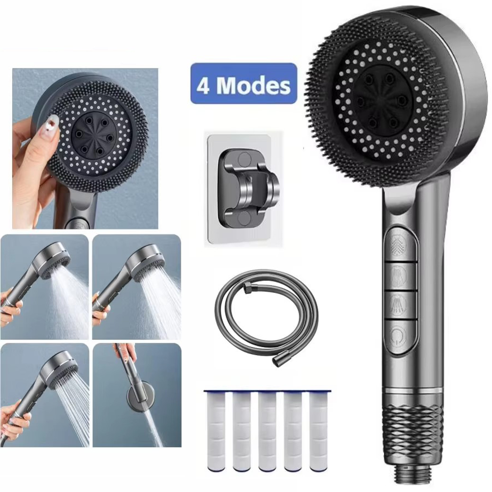 Neue 4-Modi Duschkopf Hochdruck Duschkopf One-Key-Stop Wasser Massage Duschkopf Mit Filter Element Badezimmer Zubehör