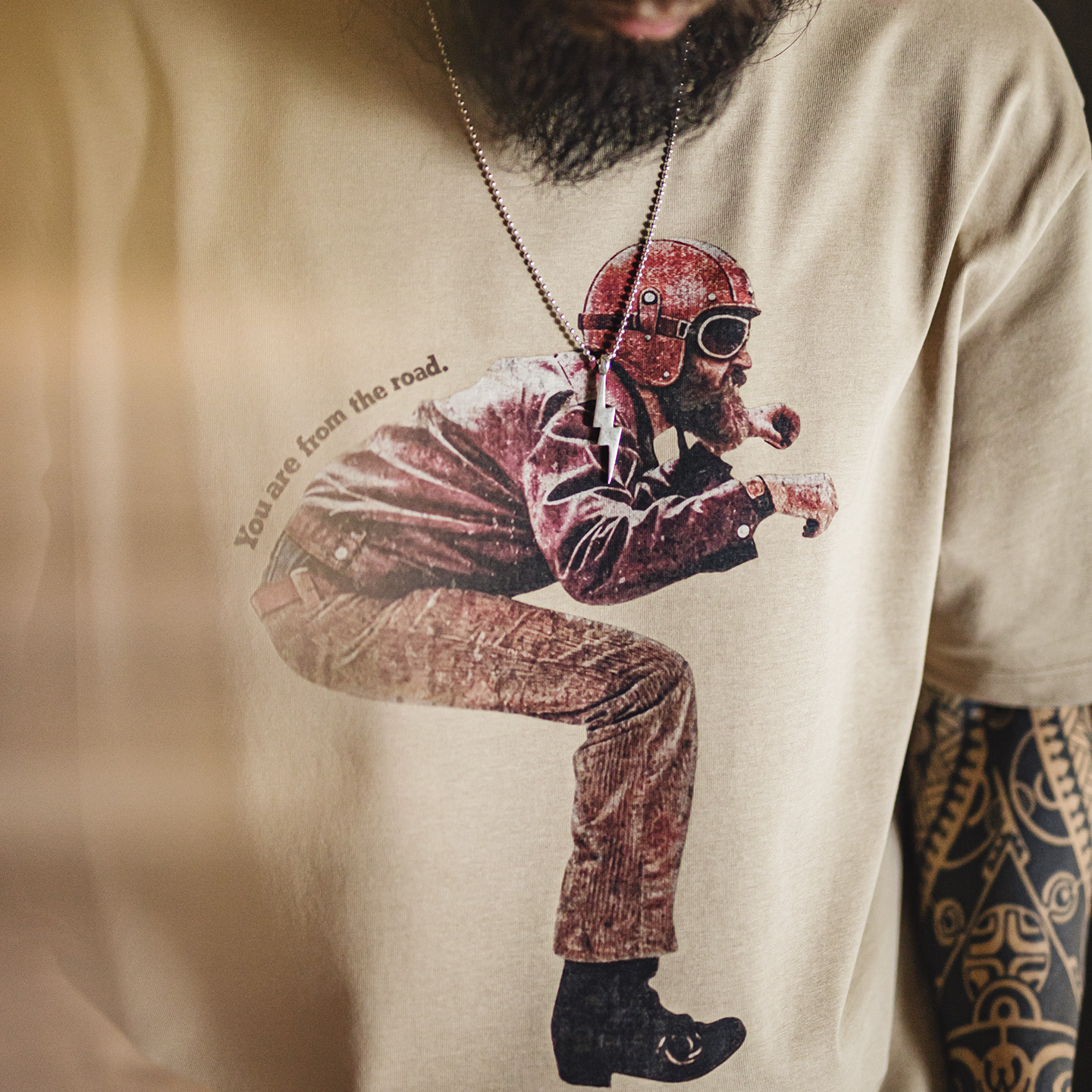 T-shirt ample à col rond pour homme Maden, imprimé motard, style rétro américain, design unique, manches courtes, décontracté, été, haut tendance pour homme