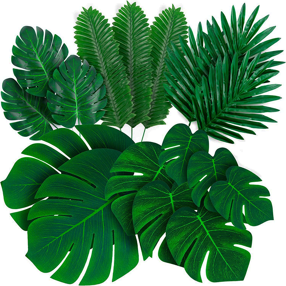 Künstliche Tropische Palm Blätter Safari Dschungel Dekorationen Hawaiian Luau Partei Blatt Home Decor Tabelle Hochzeit Geburtstag Gefälschte Pflanzen