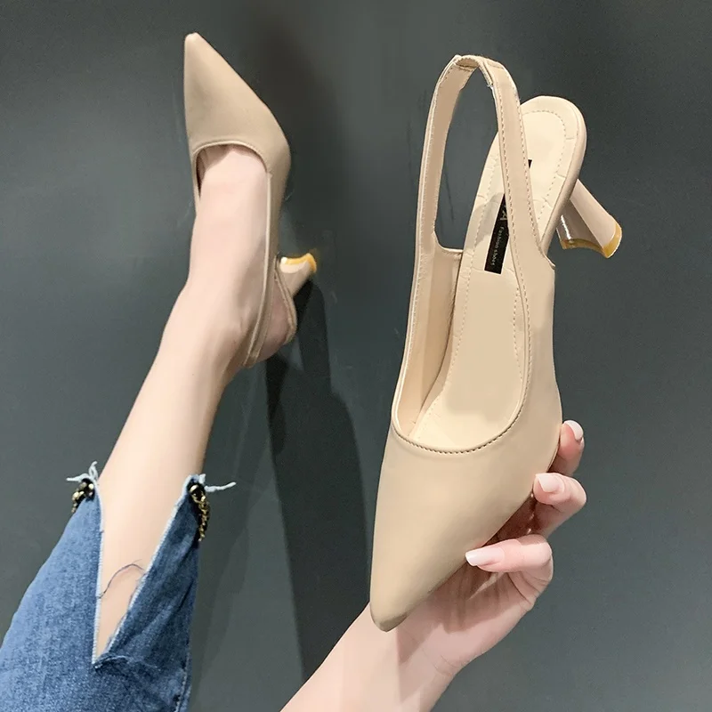 Sommer Mode Neue Spitz Stiletto Ferse Flacher Mund Atmungsaktive PU Bequeme und Elegante frauen Schuhe Sexy Sandalen