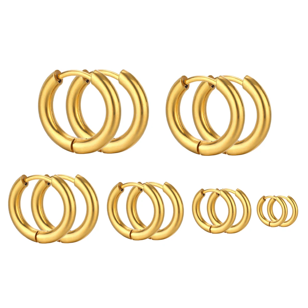 10pcs สแตนเลสสตีล Hoop ต่างหูต่างหูผู้หญิงผู้ชาย Punk HIPHOP Bijoux ของขวัญแฟชั่น 18K PVD GOLD สีเครื่องประดับขายส่ง