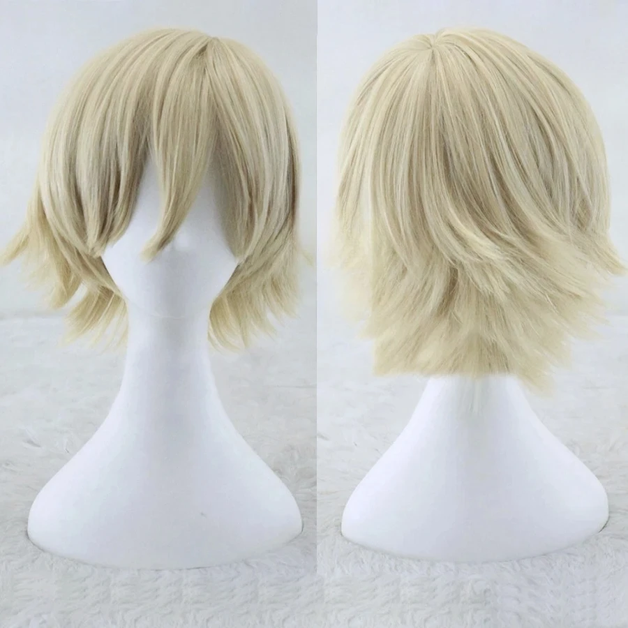 Peluca de Cosplay de Anime Urahara Kisuke, pelucas Kisuke Urahara, pelo rubio corto, pelucas sintéticas resistentes al calor para fiesta para hombres