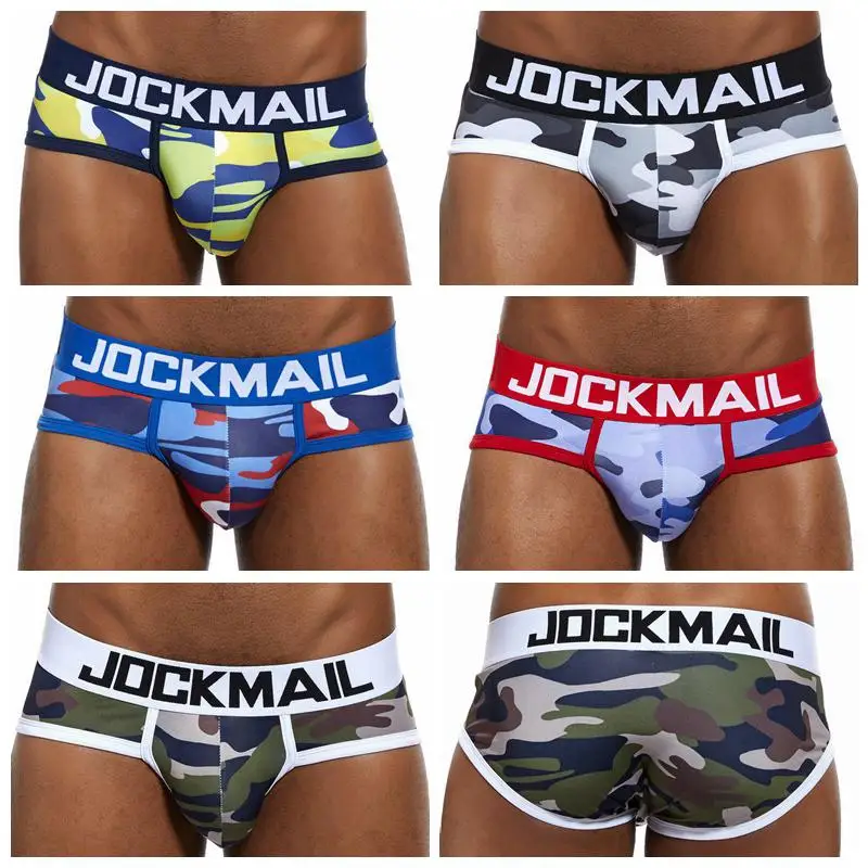 JOCKMAIL Thương Hiệu Ngụy Trang In Hình Quần Lót Nam Cueca Masculina Gợi Cảm U Lồi Nam Quần Đùi Calzoncillos Hombre Trượt Quần Lót Nam