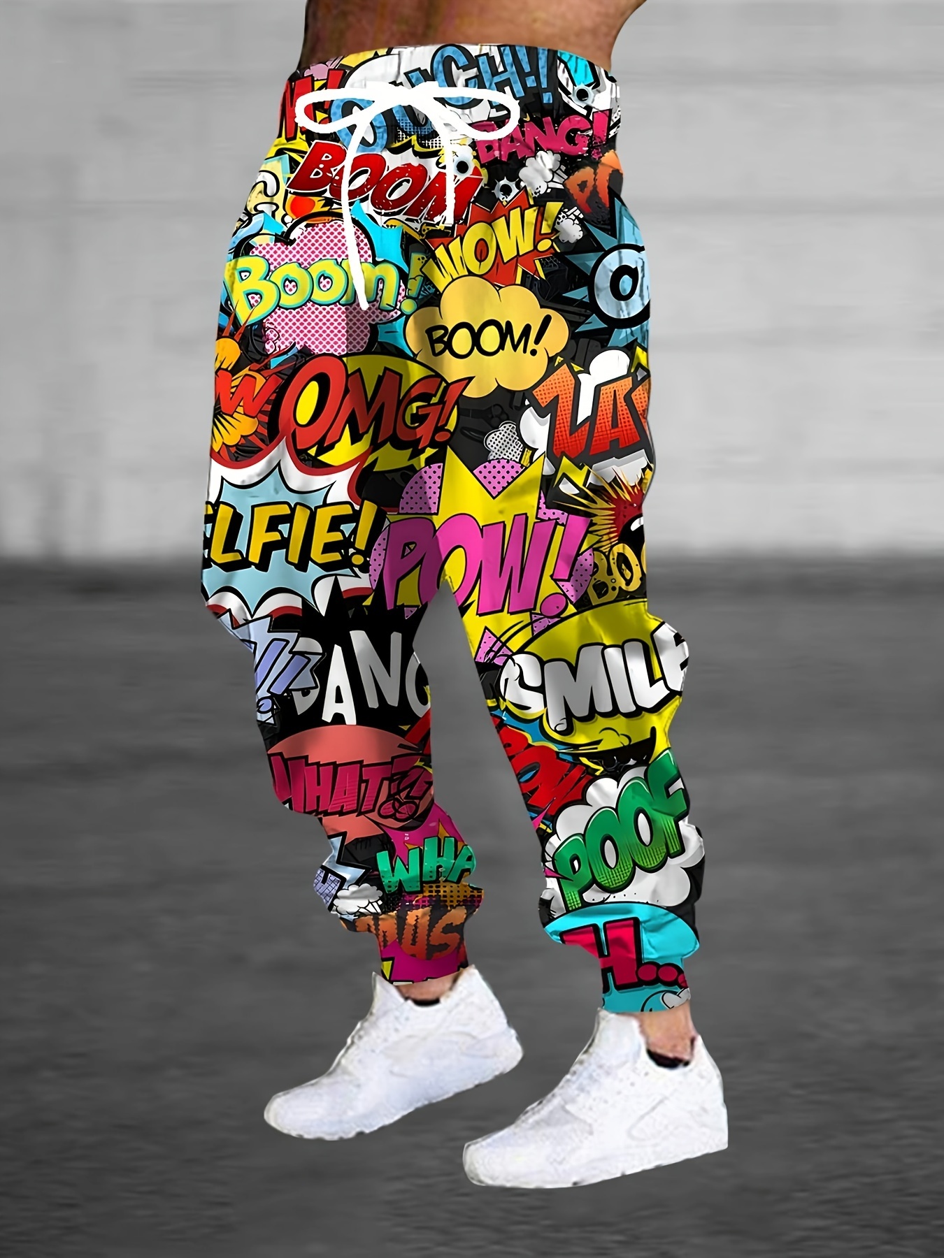 Comic Letter Printed 3D Print Men's Side Pockets Elastic Drawstring Sweatpants Joggers Pants Casual Trousers Outdoor Street