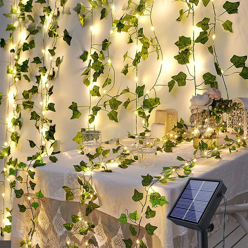 Guirlande solaire imperméable en forme de feuille d'érable, 10M/5M/2M, lampe solaire, décoration de jardin de noël, de fête de mariage