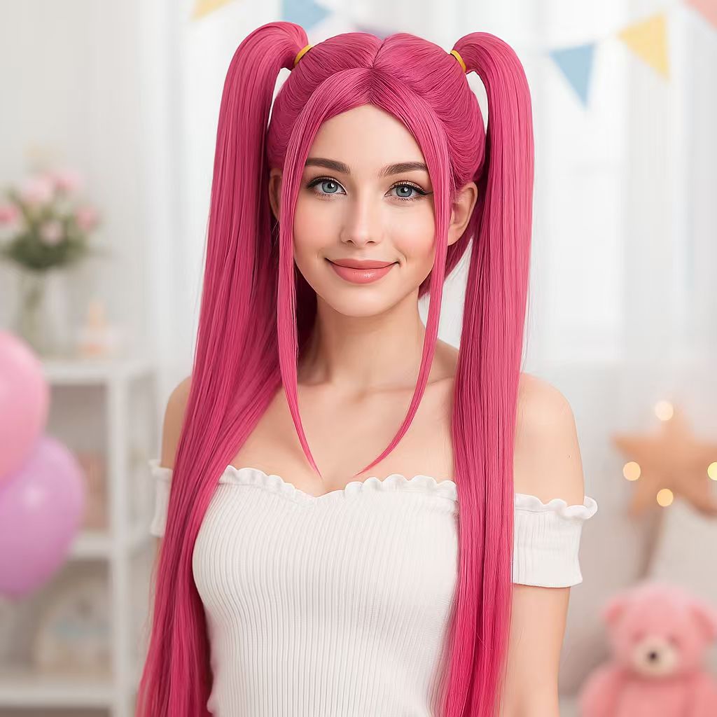 Peruca Feminina de Anime - Destaques Ombré, Leve e Confortável, Perfeita para Cosplay, Festas e Fãs de K-Pop