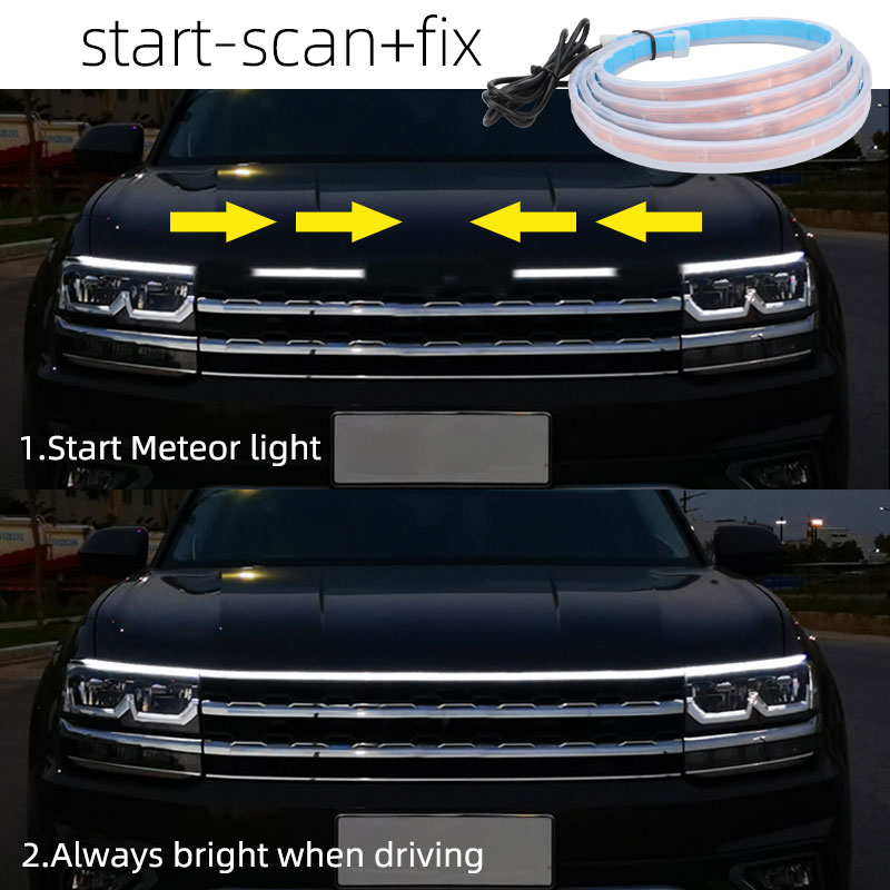 ไดนามิก LED รถ Hood ไฟ Strip ยืดหยุ่นรถยนต์เครื่องยนต์ Hood ท่องเที่ยวไฟตกแต่ง Scan เริ่มต้น LED Daytime Running Lamp