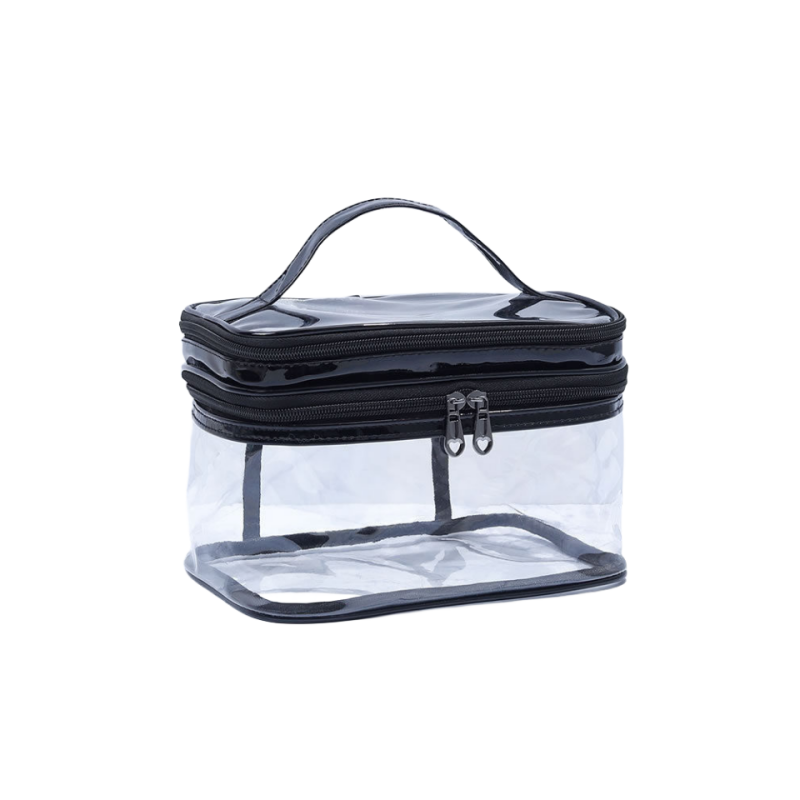 Borsa per il trucco coreana trasparente Borsa da toilette impermeabile con separazione asciutta e bagnata di grande capacità Borsa da viaggio portatile per cosmetici
