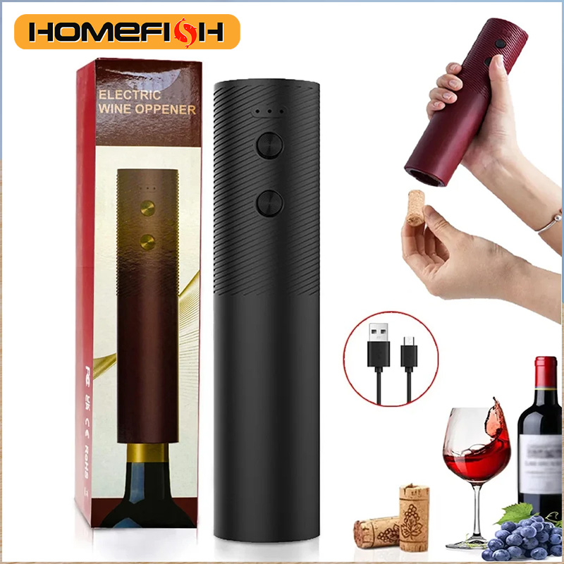 Apribottiglie Elettrico per Vino HOMEFISH, Cavatappi Automatico per Vino Rosso, Apribottiglie Ricaricabile, Pulsante a un Tocco, Utensili per Vino