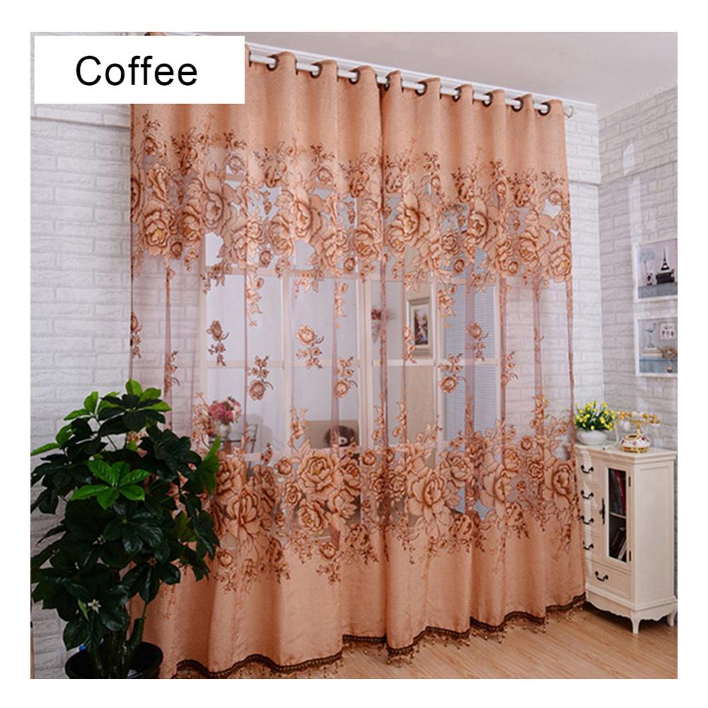 1Pc 100*250cm Blume Jacquard Tüll Fenster Vorhang Drapieren Spitze Gestickte Sheer Voile Vorhänge Schlafzimmer Balkon wohnzimmer Dekor