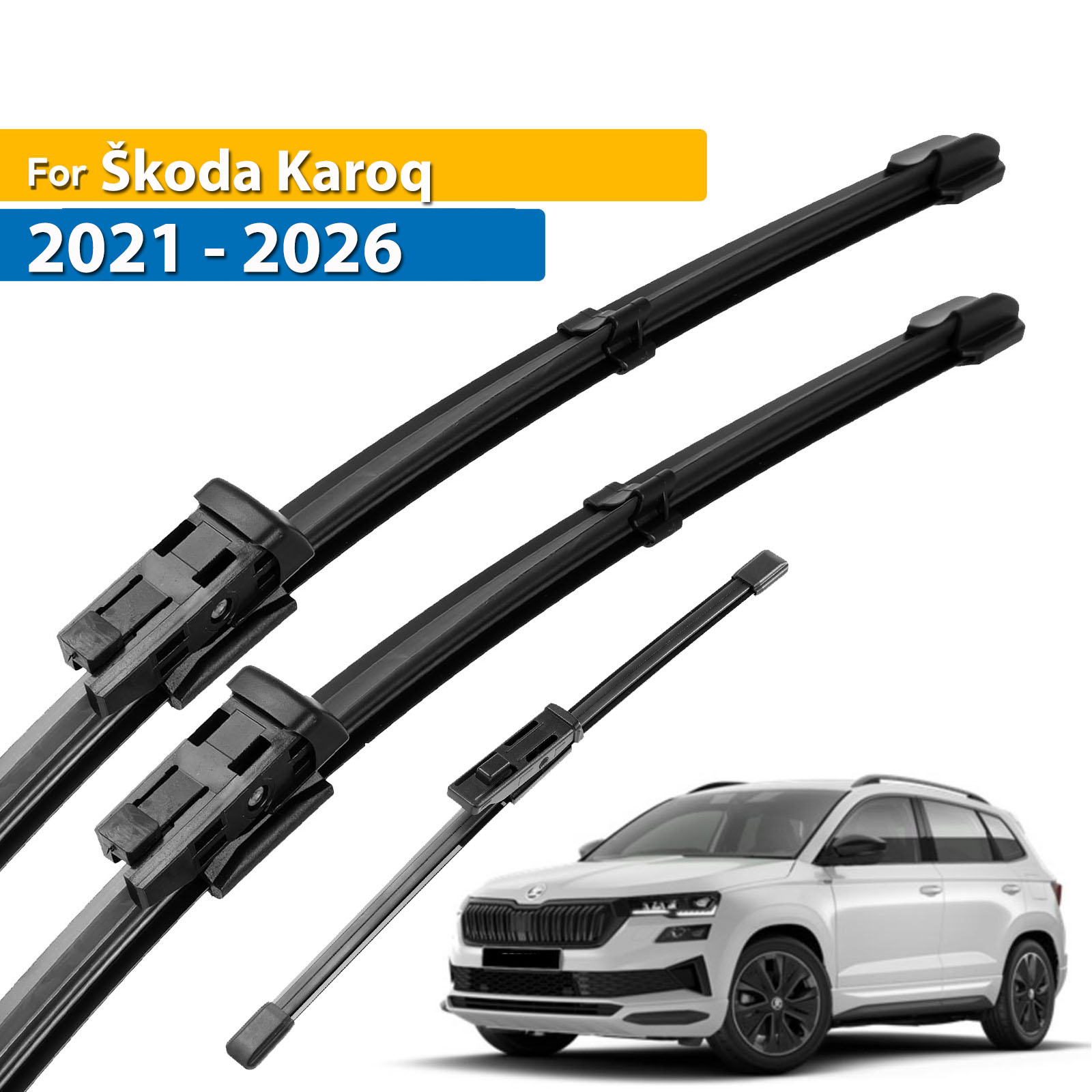 Erick's Wiper LHD Front & Rear Wiper Blades Set For Škoda Karoq 2021 - 2026 Windshield Windscreen Window Brushes 26"+18"+13"