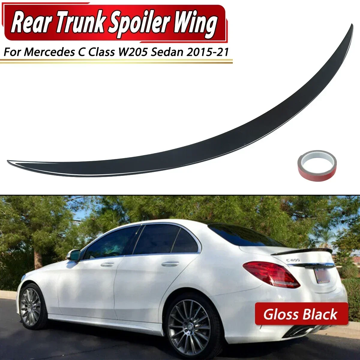 W205 4-deurs Sedan C63 C43 Stijl Voor Mercedes-Benz C-Klasse Achterspoiler C180 C200 C260 Achterspoiler Kofferbak Vleugel 2015-2019