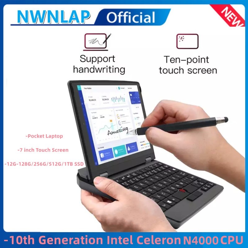 7 Inch Mini Laptop N4000 Notebook IPS Touchscreen Draagbare Netbook Win 10 Pro Mini PC Micro Computer BT 4.2 12G 128 GB