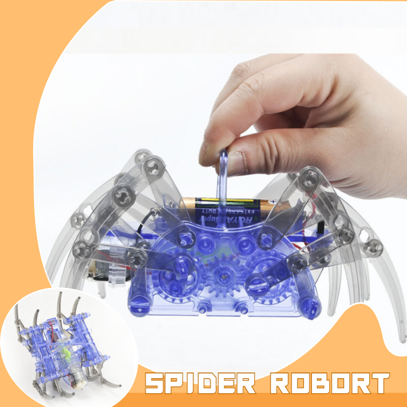 Venda quente novo robô elétrico aranha brinquedo diy haste educacional robótica monta kits para crianças natal dia das bruxas presentes de aniversário