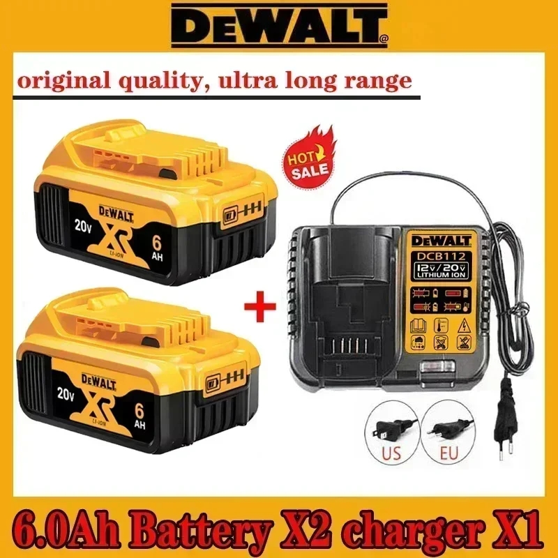 100% Genuine Dewalt 20V Battery, 2AH 6AH Rechargeable Lithium Ion Battery, Dewalt DCB200 DCB206 Power Tool Replacement Battery