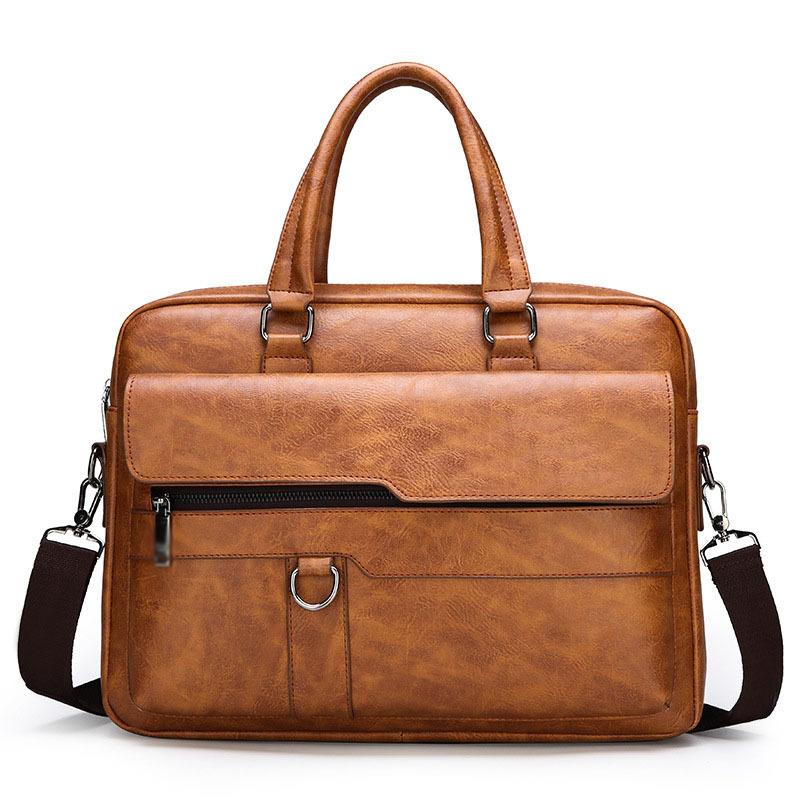 Luksusowa teczka na skóra PU dla mężczyzn biurową torebkę na laptopa Vintage na ramię biznesowa torba Crossbody