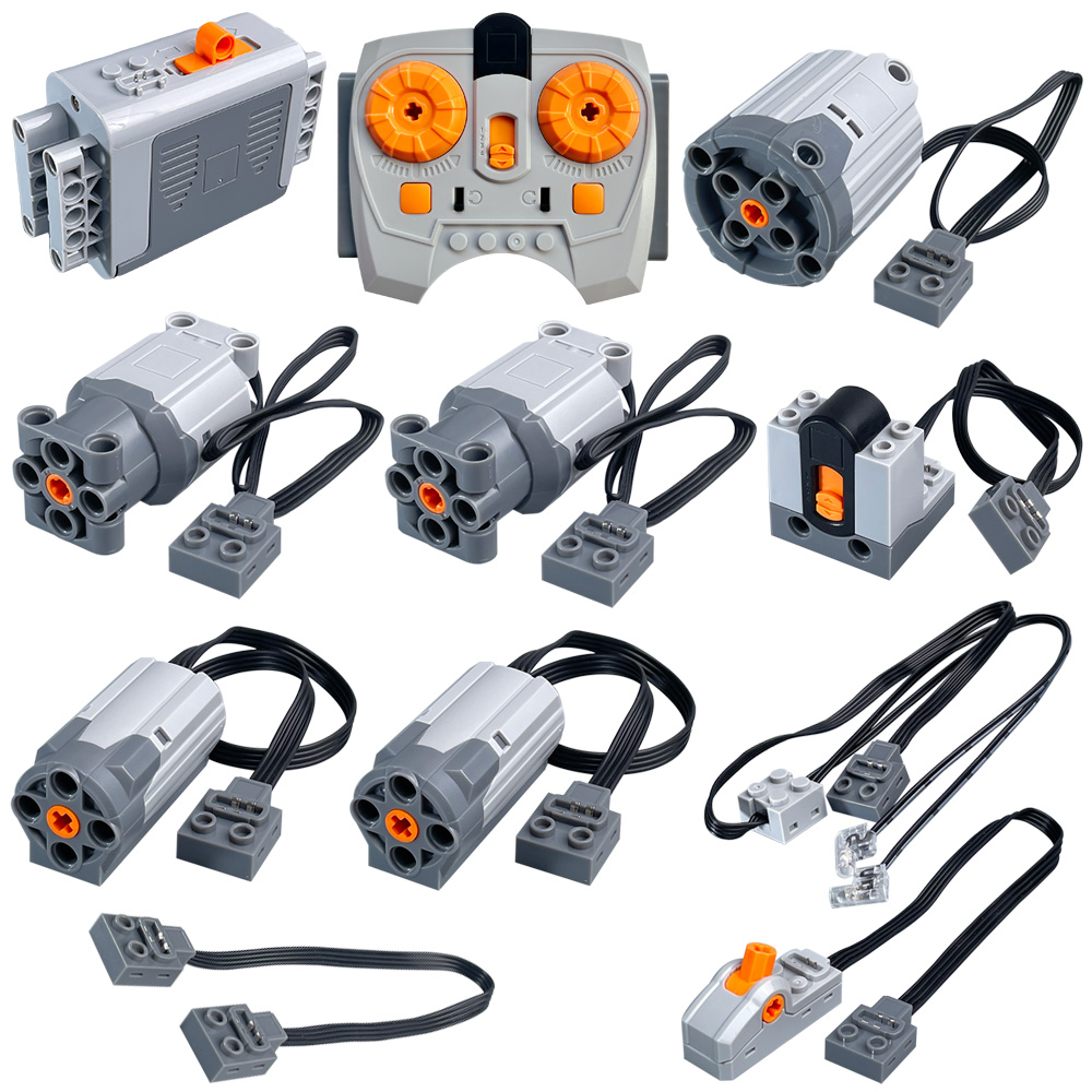Kit de fonction de puissance de moteur en brique MOS, 11 pièces, avec pièces techniques, comprend une boîte de piles AA, contrôle de vitesse 2.4g, récepteur à distance, moteurs 5x