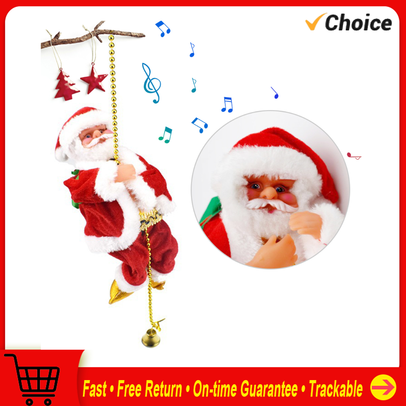 Santa Claus Kletter perlen batterie betriebene elektrische Klettern auf und ab Klettern Santa mit leichter Musik Weihnachts dekor Ornamente