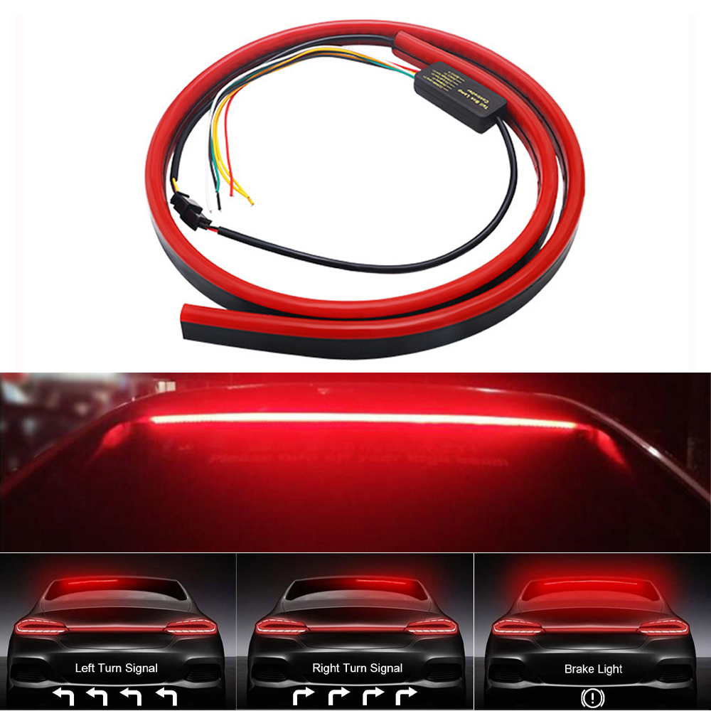 Car Styling Haut Arrière Arrêt Supplémentaire Feux LED Clignotant Clignotant DRL Lampe de Course Rouge Frein Automatique Bandes Flexibles Capot Lumière 12V Voiture Avant/Arrière Décoration Atmosphère Bande