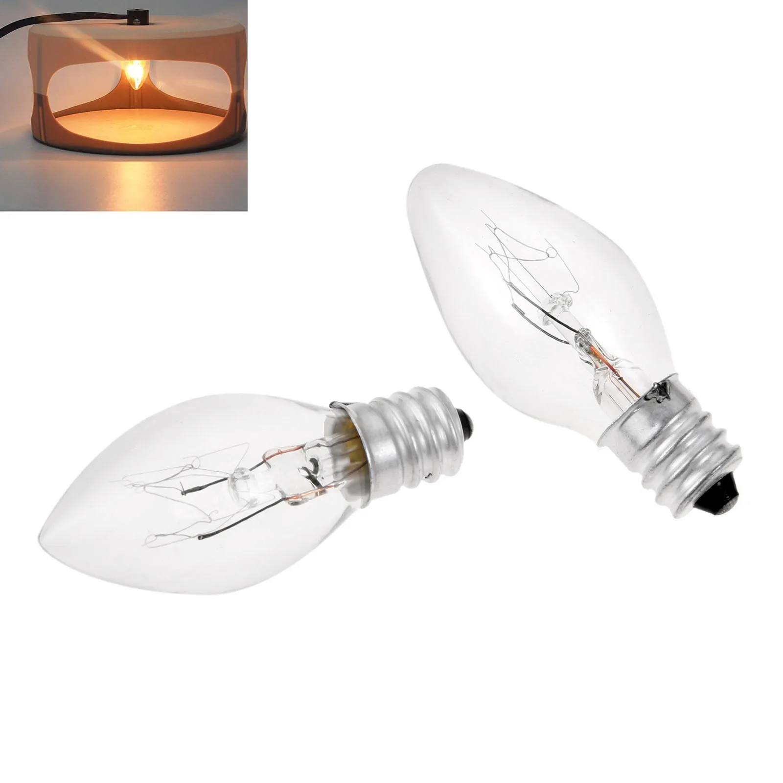 Lampu gantung Natal C7/10W E12, 10pcs C7/10W E12 bohlam 110v/220v 52*23mm/2.05*0.91 inci bentuk lilin Mini