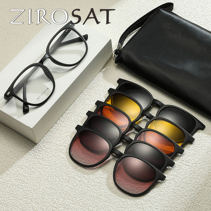 ZIROSAT 9083 Polarisierte Sonnenbrille Männer Frauen Magnetische Clip TR90 Auf Gläser Optische Verordnung Brillen Rahmen Brillen