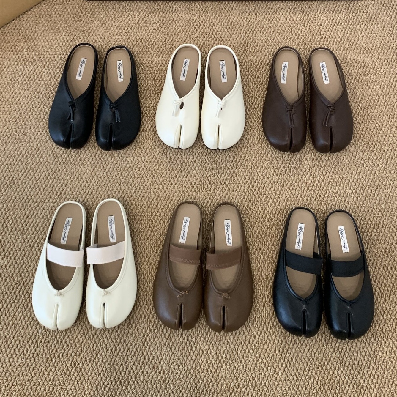 Bailamos Zehenspreizende Damen-Flats mit runder Zehenpartie, Retro-Slipper, lässige, weiche Mary Janes Schuhe, Tabi Ninja Mokassins, weiche Hausschuhe