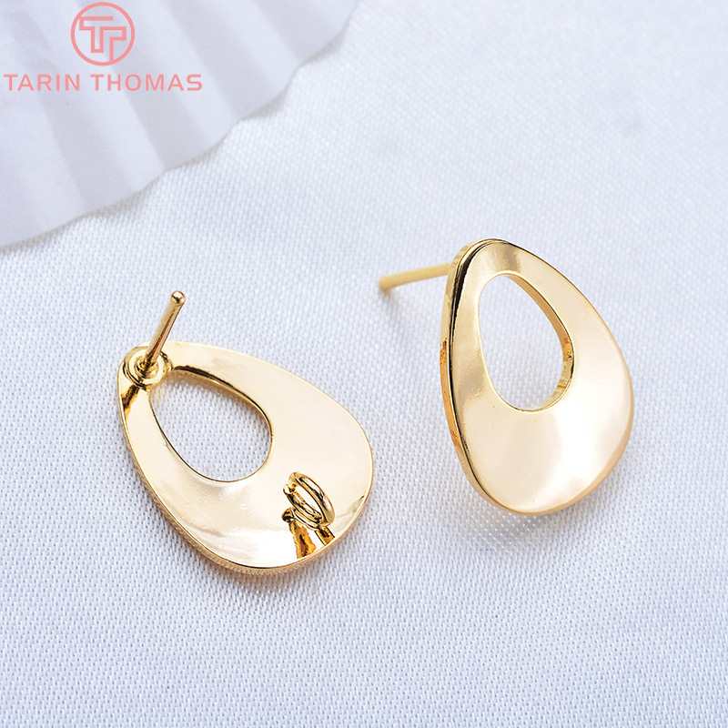 (2695) 10 Piezas de 12x17MM, Aretes de Latón Chapado en Oro de 24K con Forma de Gota Hueca, Accesorios para Joyería DIY, Venta al Por Mayor