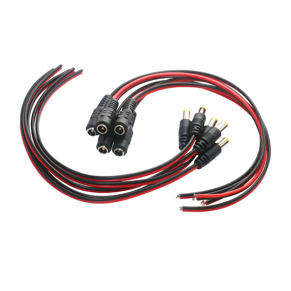 10 Stück 12V DC Stecker-Buchse-Verbinder Kabeladapter Stromversorgung 5,5 x 2,1mm Länge 20CM