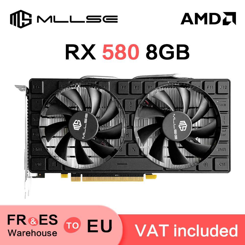 Carte graphique de jeu MLLSE RX 580 8 Go 2048SP GDDR5 256 bits 6 broches PCI Express 3.0 × 16 AMD Radeon GPU RX 580 8G