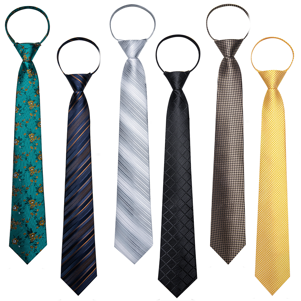 Heren zakelijke rits stropdas bruin zwart geruite bloemen gestreept bruidegom bruiloft luie stropdassen partij mannen accessoires cadeau voor man
