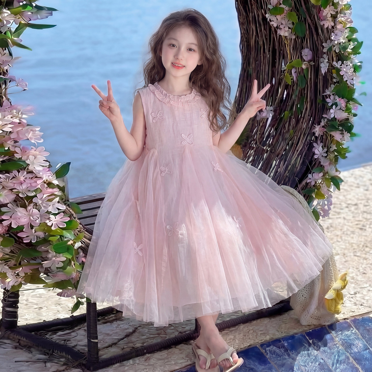 Vestido Infantil Feminino 2026: Novo Vestido de Verão Estiloso e Moderno para Meninas, Perfeito para Férias na Praia - Lindo Vestido de Princesa para Meninas