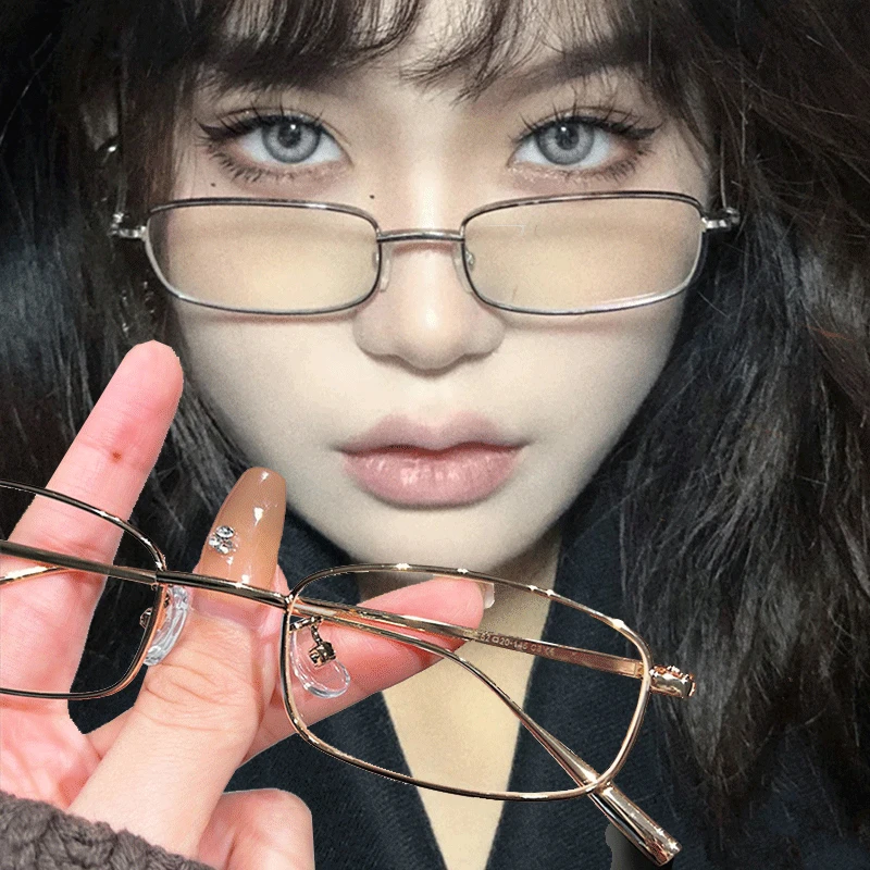 Y2K Harajuku маленькие квадратные очки в оправе женские ретро металлические очки прозрачные очки для чтения синий свет блокирующие очки