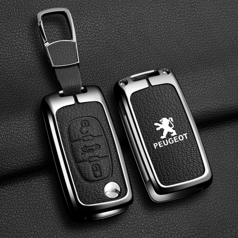 Para Peugeot 107 207 5008 307 3008 308 407 607 aleación de Zinc funda para llave a distancia de coche bolsa para llaves llavero Protector accesorios para automóviles