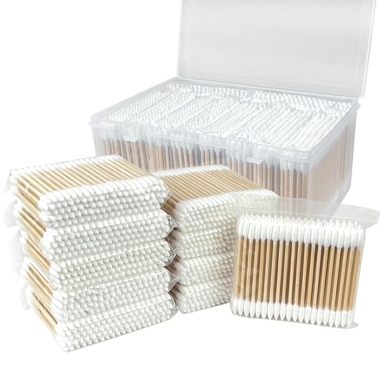 Coton-tige à tête ronde 500/100, coton-tige à Double tête ronde, bâtons de bambou, outils cosmétiques pour ongles pointus de précision
