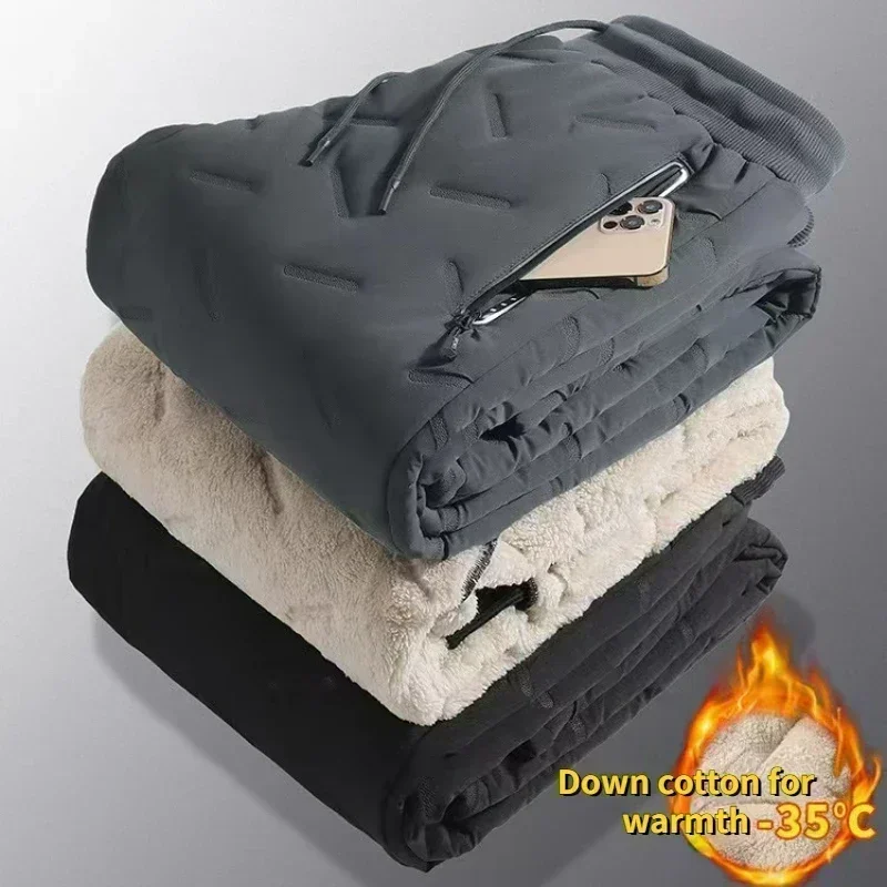8xl зимние утолщенные мужские пуховые брюки высокого качества, модные спортивные брюки на шнурке, мужские свободные пуховые брюки для бега на открытом воздухе