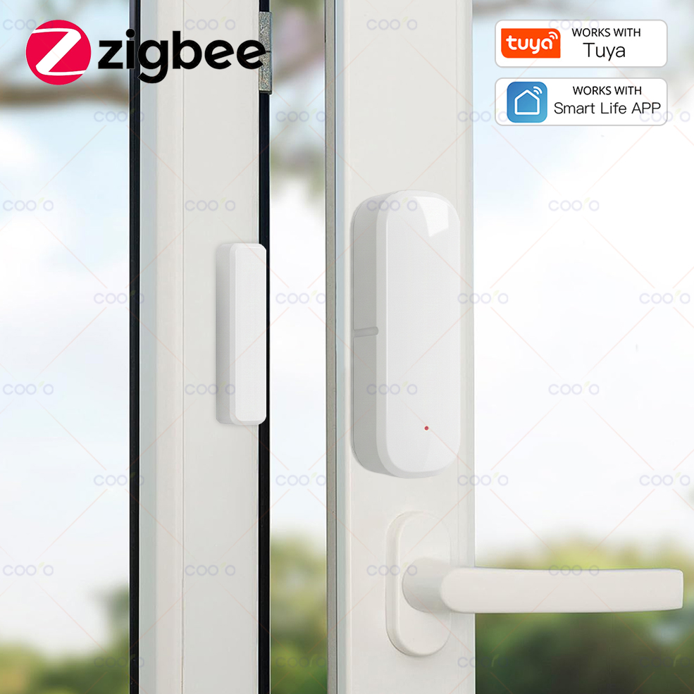 Sensor de puerta Tuya Zigbee, Sensor de contacto de ventana, Detector abierto y cerrado, alarma de hogar inteligente, protección de seguridad, funciona con Smart Life