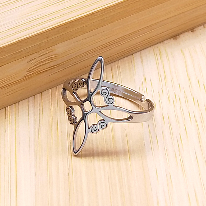 Hexerei Edelstahl Hexen irischer Knoten Ring Männer/Frauen Silber Farbe Irland verstellbare Ringe Hexenschmuck Nudo de Bruja