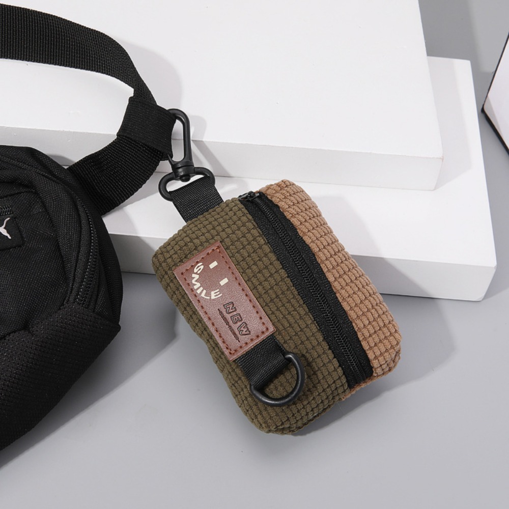 Monedero de pana suave a la moda, Mini billetera de pana cero, bolso con cremallera tipo gofre, funda cuadrada para llaves, bolsa para auriculares