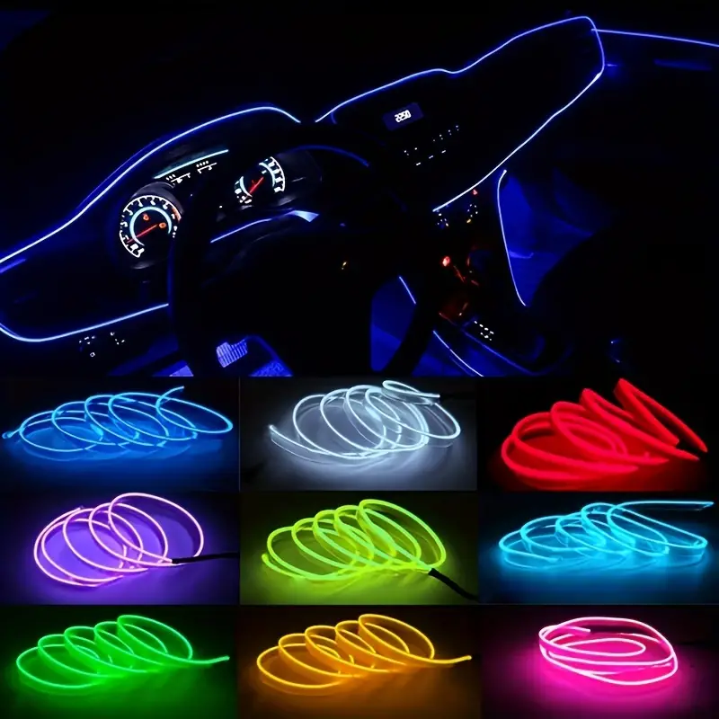 Lámpara LED de ambiente de luz fría 3M EL, luz ambiental para coche, USB, bricolaje, tablero decorativo, consola, accesorios de Interior de coche