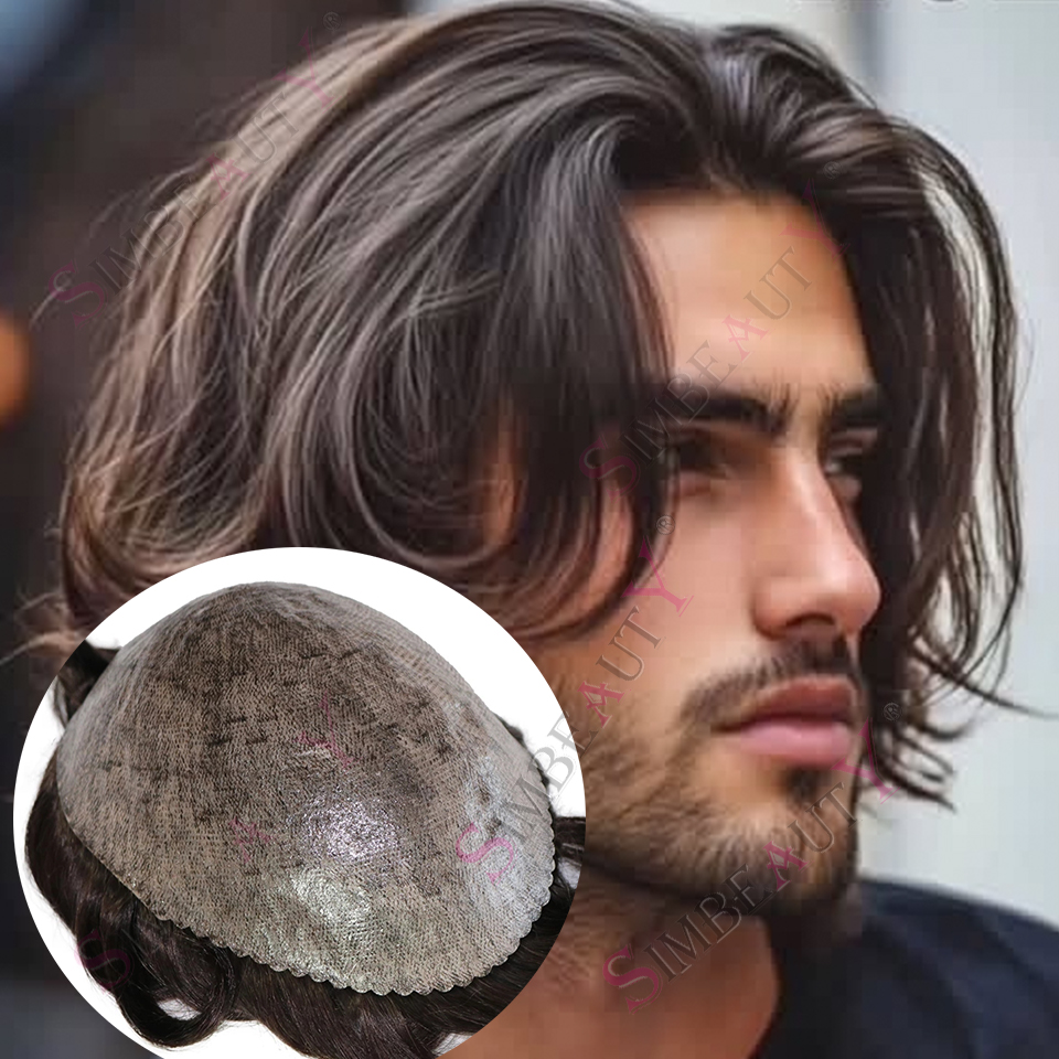 Prótese Capilar Masculina de Cabelo Humano 100% Castanho Suave de 6 Polegadas, Durável, com Base de PU Injetado de 0.1mm, Cores Preto e Cinza (1b40, 1b65)