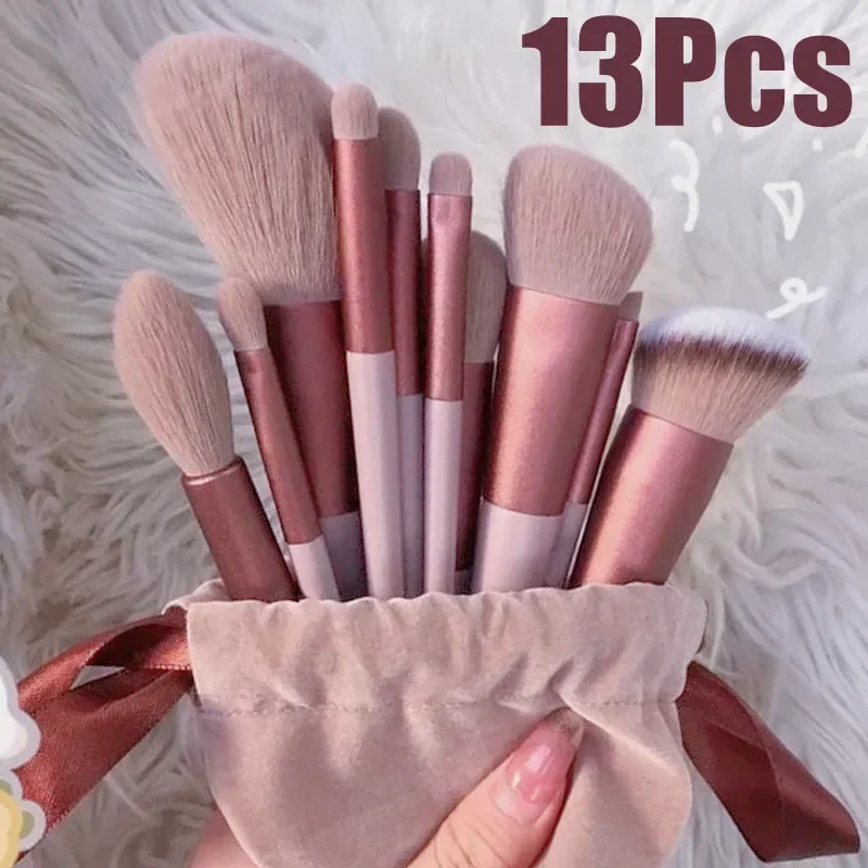 13-delige make-upborstels Set Oogschaduw Foundation Dames Cosmetische borstel Oogschaduw Blush Schoonheid Zachte make-up gereedschapstas