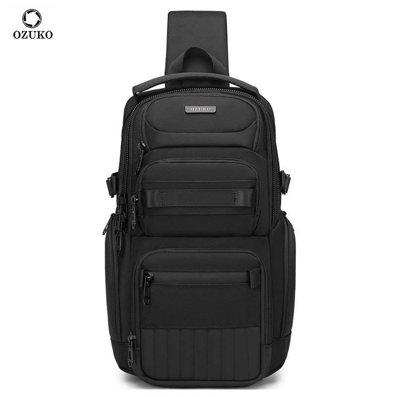 OZUKONew Business Commute Crossbodytas voor heren, waterdicht, multifunctioneel, modemerk, borsttas, buitensport, casual schoudertas