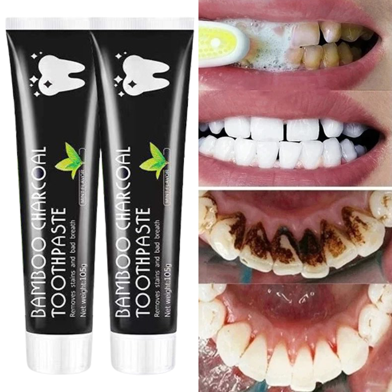Pasta de dientes de carbón de bambú, blanquea los dientes, eliminación de dientes amarillos, limpieza de manchas de dientes, cuidado de los dientes de carbón activado fresco Oral