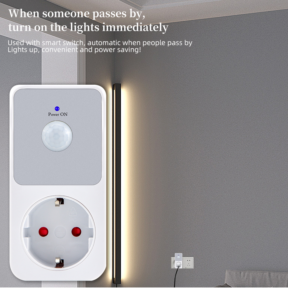 PIR-Infrarot-Sensor-Steckdosenschutz, LED-Nachtlichter, 220 V, EU, FR, US-UK-Stecker 120 °   Automatisches Induktionsverzögerungsmittel mit Grad-Weitwinkel