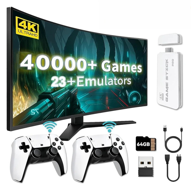 M15 4K Retro Game Stick - 2.4G Wireless Controller with Multi-Platform Support, Plug & Play HD Streaming for Smart TVs