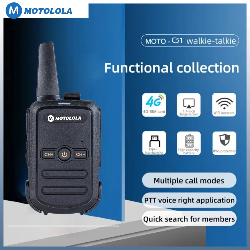 Radiotelefon Motolola C-51 Przenośne Radio Dwukierunkowe 16 Kanałów UHF 400-470MHz Walkie-talkie Daleki Zasięg COD